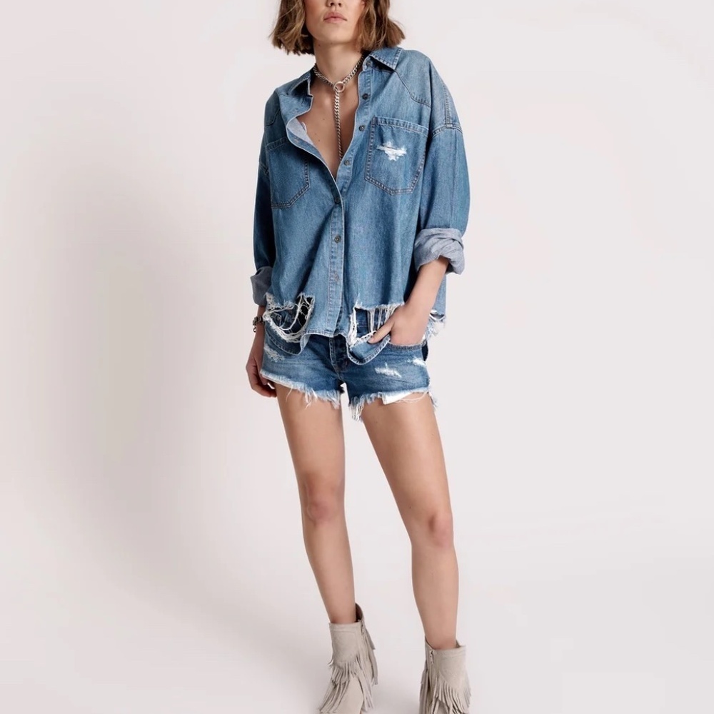 One Teaspoon Bay Blue Bonitas Low Waist Denim Shorts 45780